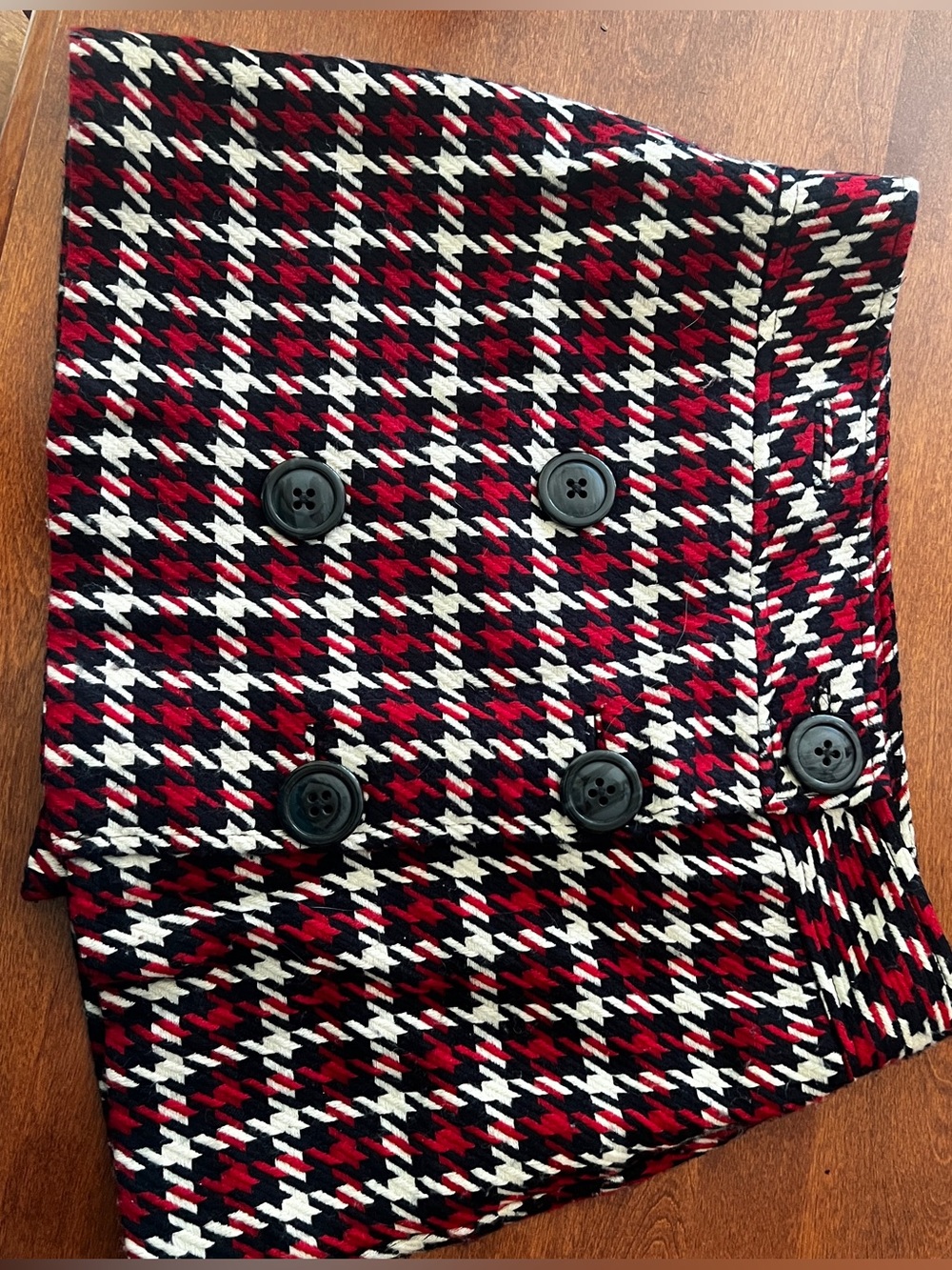 Express Kids Red, Black & White Houndstooth Double-Breasted Pea Coat